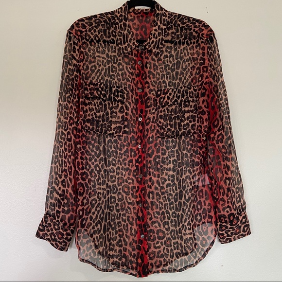 Equipment Signature Spotted Hyde Blouse Silk Med - Picture 2 of 9